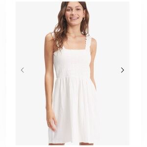 Roxy Hanging Ten White Smocked Top Cotton Dress. M